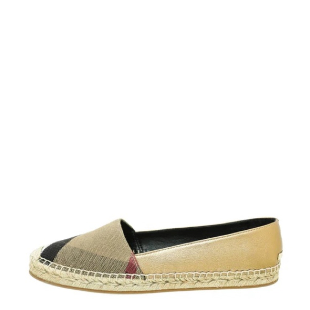 Authentic Burberry metallic gold check espadrilles!